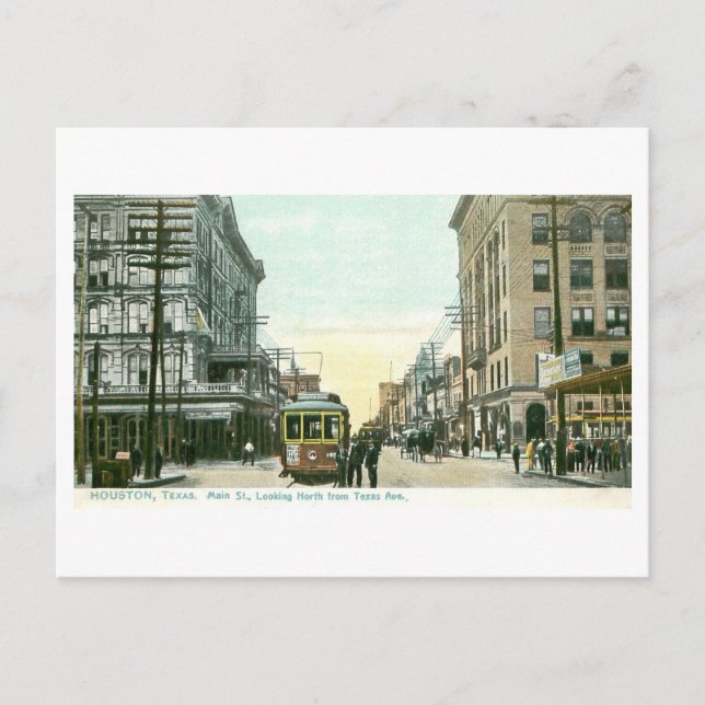Vintage Main Street, Houston, Texas Vykort (Framsida)