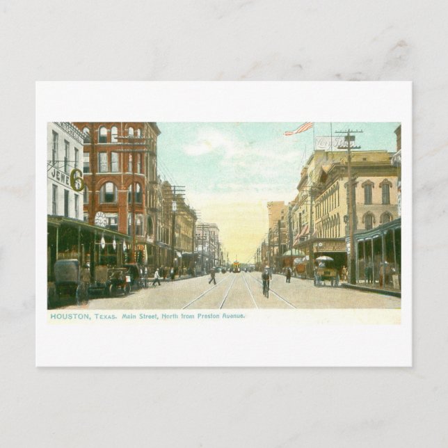 Vintage Main Street, Houston, Texas Vykort (Framsida)