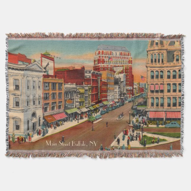 Vintage Main Street i Buffalo Throw Blanket Filt (Framsidan)