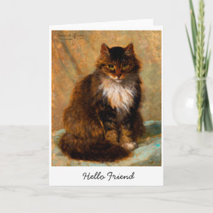 Vintage Maine Coon Katt Konst Hej Vän Kort