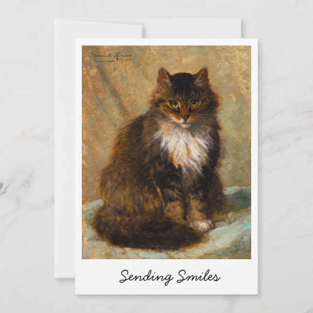 Vintage Maine Coon Katt Skickar Leenden           (Framsida)