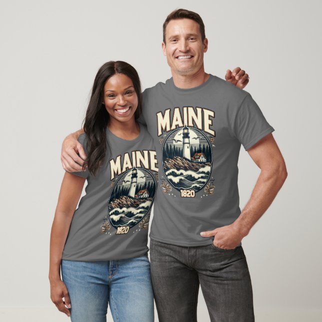 Vintage Maine Lighthouse T Shirt (Unisex)
