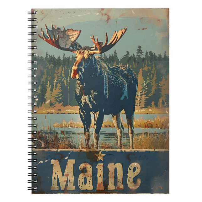Vintage Maine Moose Anteckningsbok (Framsidan)