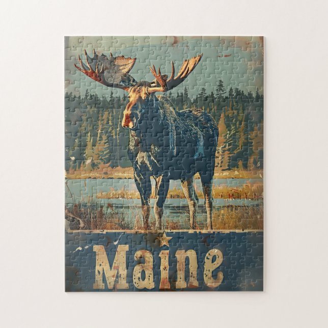 Vintage Maine Moose Pussel (Vertikal)
