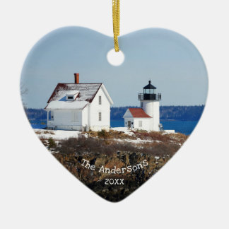 Vintage Maine Ocean Lighthouse Ceramic Ornament