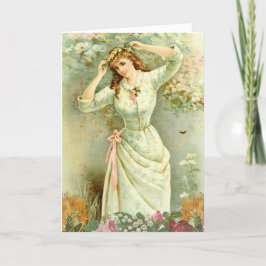Vintage maj måndag Beltane Blommigt Dam Helgkort