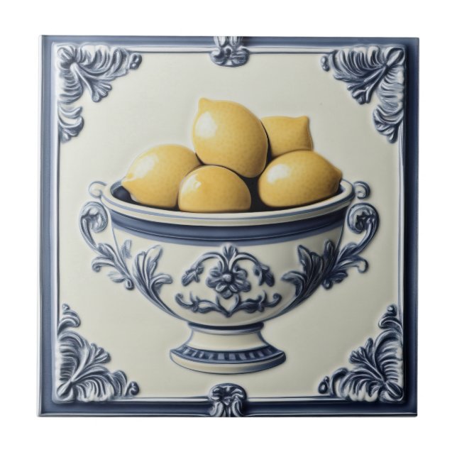 Vintage Majolica Lemon Tiles Kakelplatta (Framsidan)