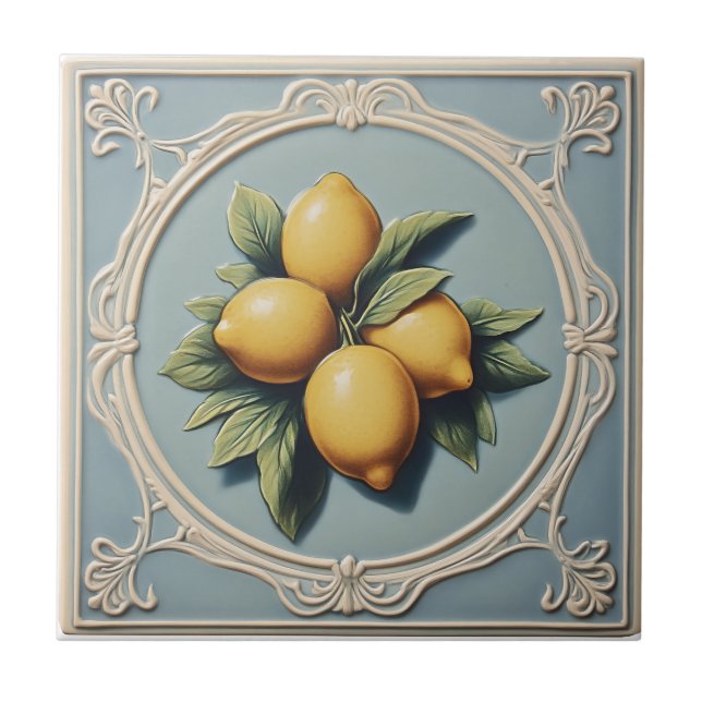 Vintage Majolica Lemon Tiles Kakelplatta (Framsidan)