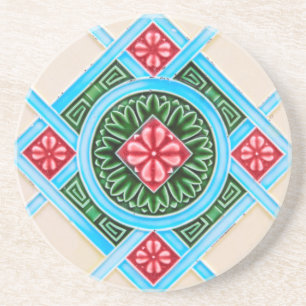 Vintage Majolica Tile Underlägg Sandsten