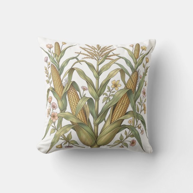 Vintage Majs Botanisk Illustration Kudde (Framsida)