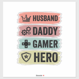 Vintage Make Älskling Pappa Gamer Hjälte Geometris Klistermärken