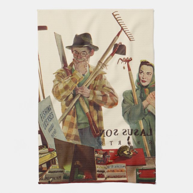Vintage Make och maka med  Verktyg Kökshandduk (Vertikal)