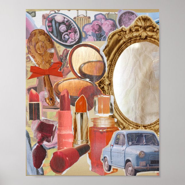 Vintage Makeup Collage Poster (Framsidan)