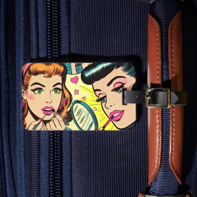 Vintage Makeup Girls-Tecknader Bagagebricka (Framsida Insitu 4)