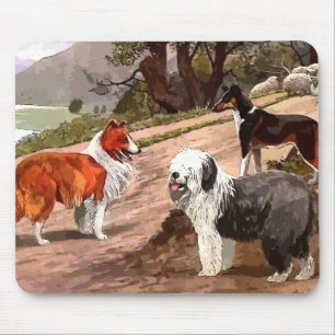 Vintage målad collies Mouse Pad Musmatta
