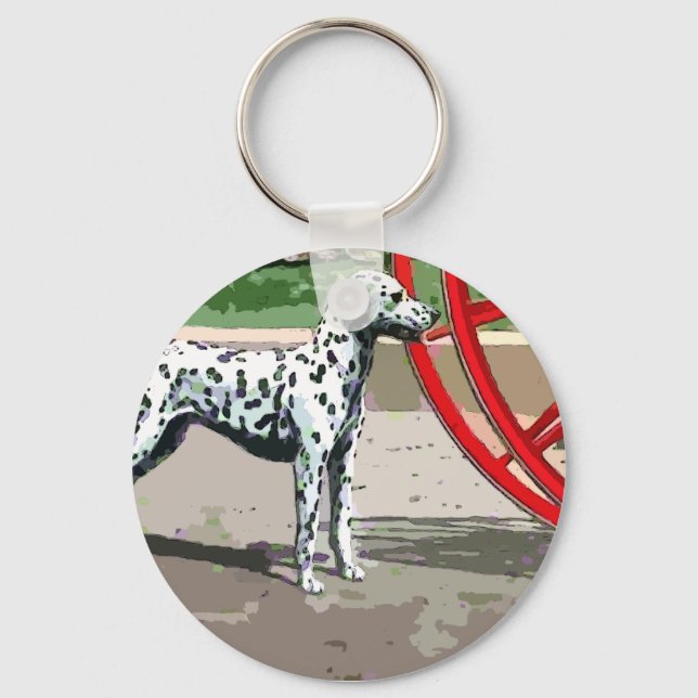 vintage målad dalmatisk nyckelring (Framsida)