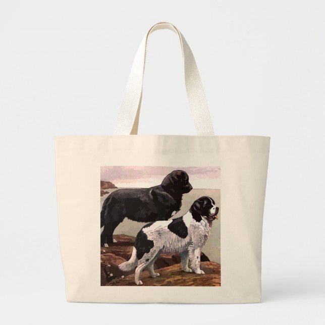 vintage målad newfoundland tobag jumbo tygkasse (Framsidan)