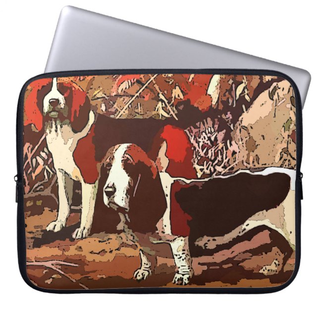 Vintage Målade Beagles Bärbar Dator Fodral (Framsidan)