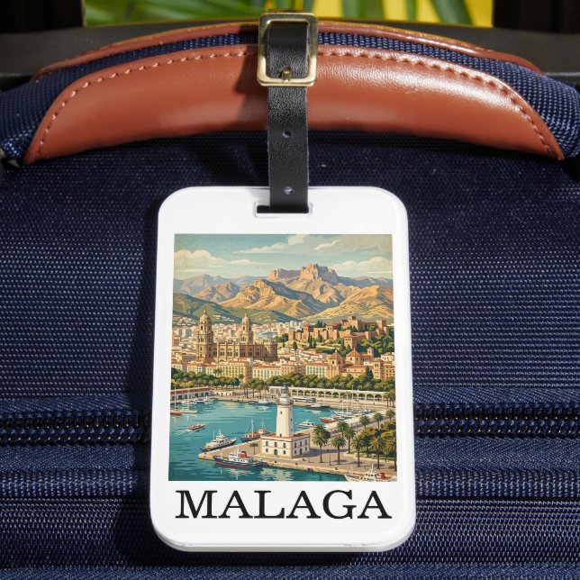 Vintage Malaga Spanien Researbeten Bagagebricka (Framsida Insitu 2)