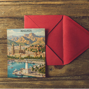 Vintage Malaga Spanien Researbeten Vykort