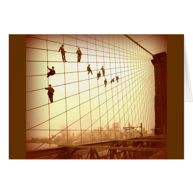 Vintage målare Brooklyn Bridge Hälsningskort (Framsidan Horizontal)