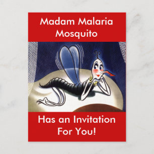 Vintage Malaria Mosquito Inbjudan Vykort
