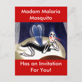 Vintage Malaria Mosquito Inbjudan Vykort