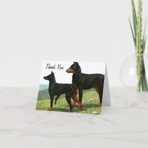 Vintage Målat Doberman Tackkort Card