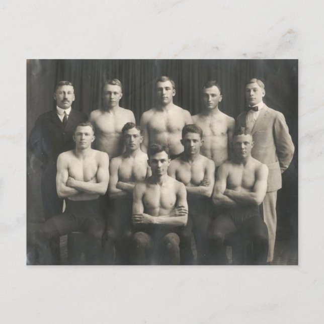Vintage Male Wrestling Team Vykort (Framsida)