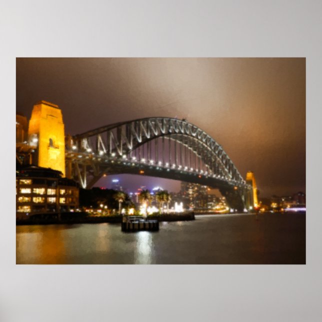 Vintage målerisk Sydney Harbour Bridge  Poster (Framsidan)