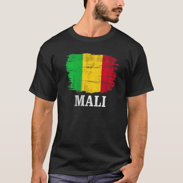 Vintage Mali Flagga för malian T Shirt (Framsida)