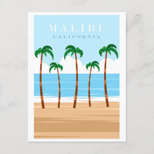 Vintage Malibu California Beach Travel Vykort