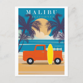 Vintage Malibu California Beach Travel Vykort
