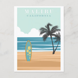 Vintage Malibu California Beach Travel Vykort
