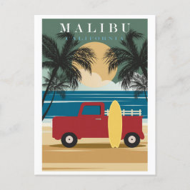 Vintage Malibu California Beach Travel Vykort