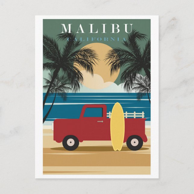 Vintage Malibu California Beach Travel Vykort (Framsida)