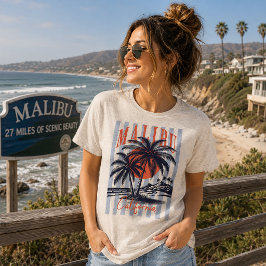 Vintage Malibu Kalifornien Affisch T Shirt