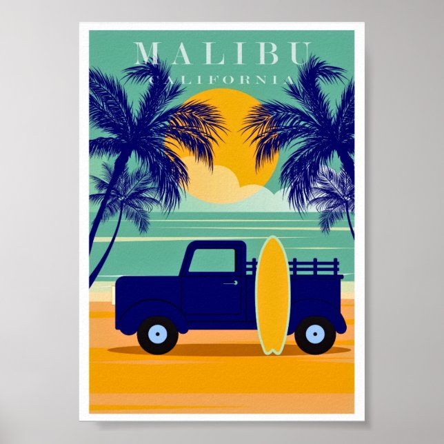 Vintage Malibu, Kalifornien Poster (Framsidan)