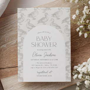 Vintage Mallard Anka Baby Shower Inbjudningar