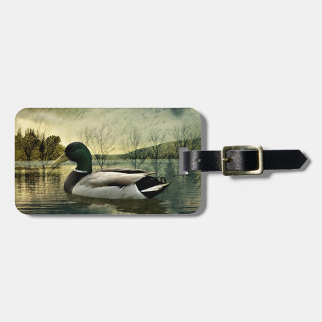 Vintage Mallard Anka Weasted-vykort Bagagebricka (Horisontell Framsida)