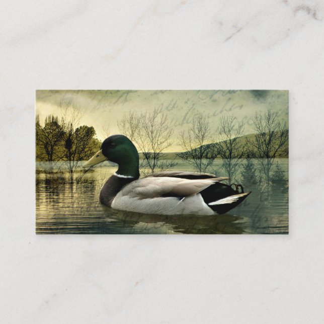 Vintage Mallard Anka Weasted-vykort Visitkort (Framsida)