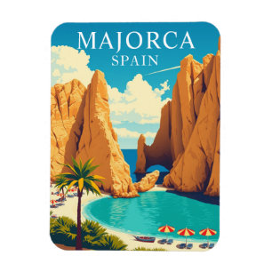 Vintage Mallorca Spain Beach Travel Souvenir Magnet
