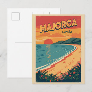 Vintage Mallorca strand Spanien resor souvenir Helg Vykort