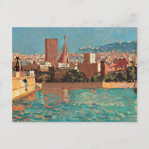 vintage-målning från Barcelona Vykort
