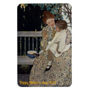 VINTAGE-målning Mors dag ~  Magnet