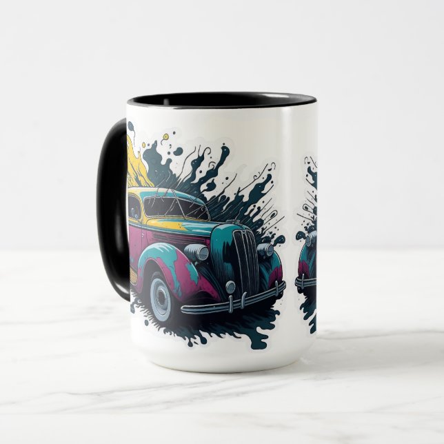 Vintage-målningssplatterbil Mugg (Framsida vänster)