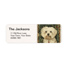 Vintage Maltese or Bichon puppy Dog Returadress Etikett