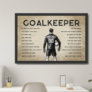 Vintage Målvakt Fotboll Motivationsväggkonst Poster