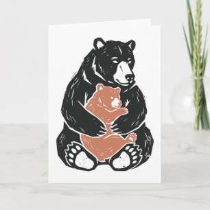 Vintage Mama Björn och Baby Unge Kram Distressed K Helgkort