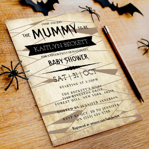 Vintage Mamma Att Bli Halloween Baby Shower Inbjudningar